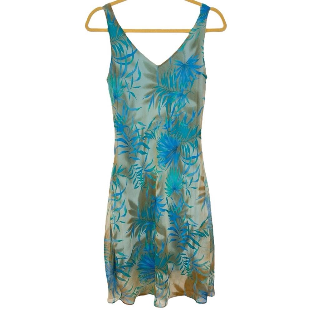 Vintage Alyn Paige Tropical Floral Print V-Neck Dress 5/6 Made in USA - Picture 6 of 6